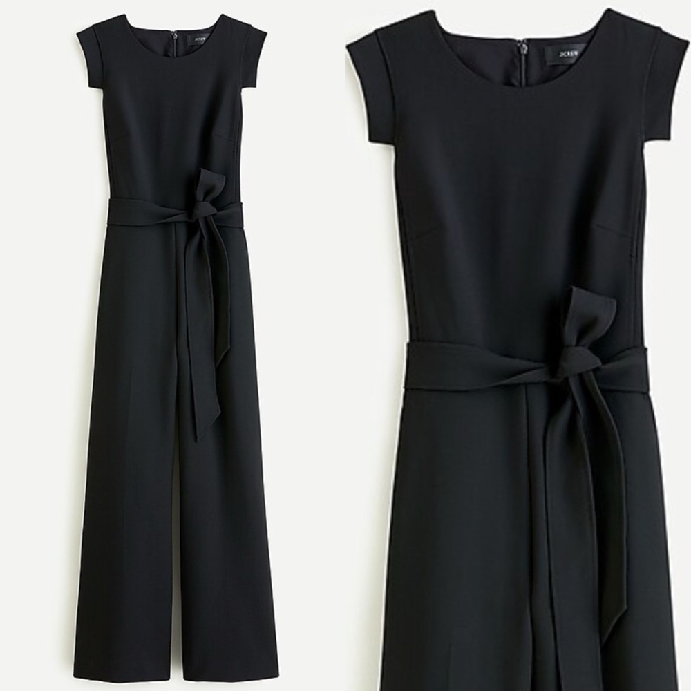 J.Crew Black Linen Blend Belted Resume Jumpsuit Size 2